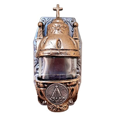 Pia Porta Água Benta de Parede de Nossa Senhora Aparecida - Cor "Ouro Velho" - A Peça - Cód.: 5033