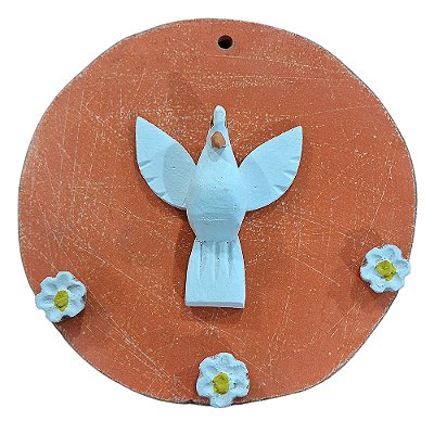Mandala Redonda Divino Espirito Santo de Parede - Cor Laranja - O Pacote com 3 Peças - Cód.: 9839