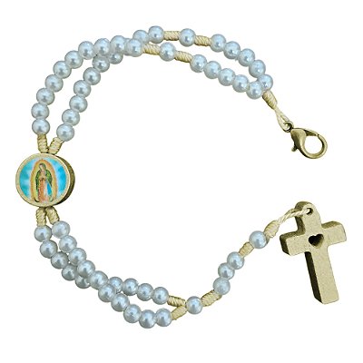 Terço Pulseira de Nossa Senhora de Guadalupe com Fecho - Pacote com 6 Peças - Cód.: 3818