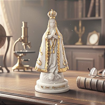 Imagem de Nossa Senhora Aparecida Branca em Resina - Tamanho P (12 cm) - A Peça - Cód.: 8564