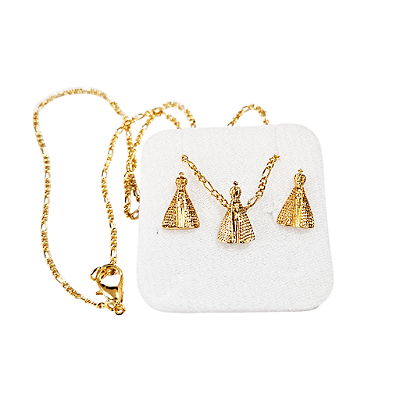 Conjunto Brincos e Corrente de Nossa Senhora Aparecida - A Peça - Cód.: 8153