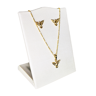 Conjunto de Brincos e Colar Dourado do Espirito Santo - A Peça - Cód.: 8151