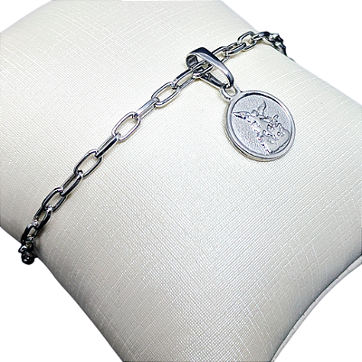 Pulseira em Aço com Medalha de São Miguel - 18cm - o Pacote com 3 Peças - Cod.: 6967 - 6304