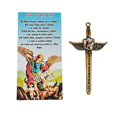 Pingente Espada de São Miguel Arcanjo em Metal - Pacote com 6 peças - Cód.: 8035