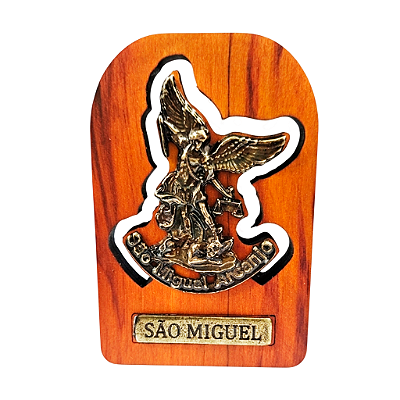 Adorno de Mesa de São Miguel Arcanjo em Madeira - A Peça - Cód.: 8291