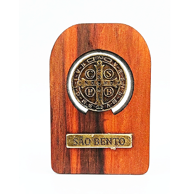 Adorno de Mesa Medalha de São Bento em Madeira - A Peça - Cód.: 8292
