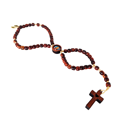 Terço Pulseira em Madeira de São Carlo Acutis - O Pacote com 6 Peças - Cód.: 1911