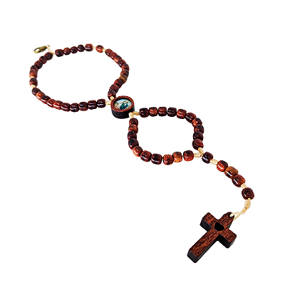 Terço Pulseira em Madeira de Nossa Senhora da Conceição - O Pacote com 6 Peças - Cód.: 1911