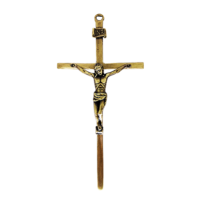 Cruz de Parede Dourada em Metal- 21 cm - O Pacote com 3 Peças - Cód.: 9633