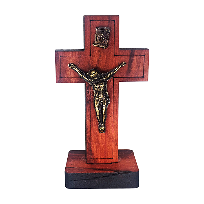 Cruz de Mesa em Madeira - 9 cm - O Pacote com 3 Peças - Cód.: 9970