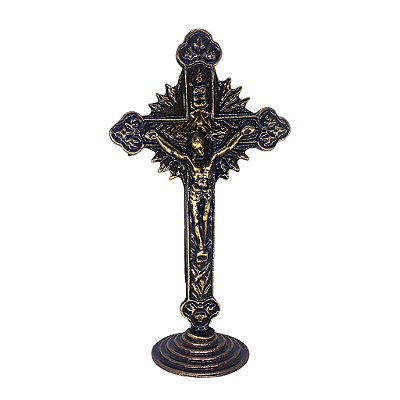 Cruz de Mesa em Metal - 10 cm - O Pacote com 3 Peças - Cód.: 9639