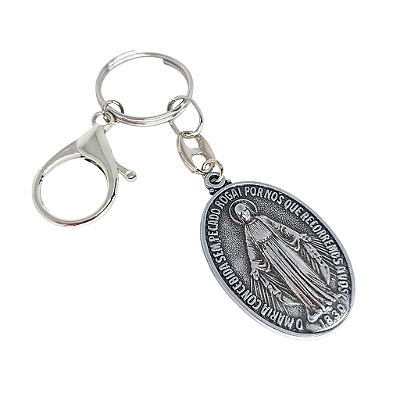 Chaveiro Medalha Nossa Senhora das Graças em Metal - O Pacote com 3 Peças - Cód.: 86