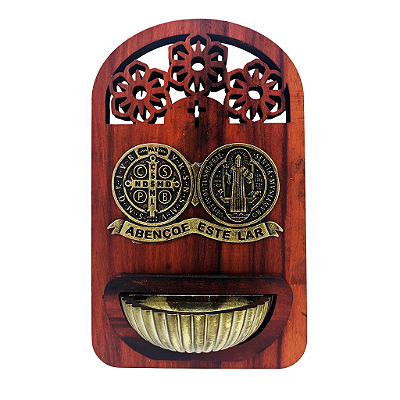Porta Agua Benta de Parede Medalha de São Bento - A Peça - Cód.: 9978