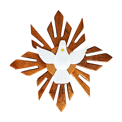 Divino Espirito Santo de Parede em Madeira - Cor Madeira - Tamanho P - A Peça - Cód: 9845