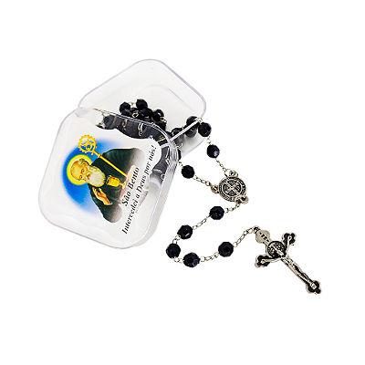 Terço Acrílico de São Bento com Caixa - Pacote com 3 Peças - Cód.: 2493