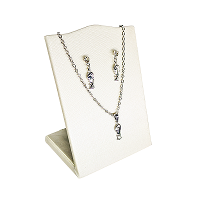 Conjunto Brincos e Colar de Nossa Senhora das Graças em Aço Inox - O Pacote com 3 Peças - Cód.: 9868