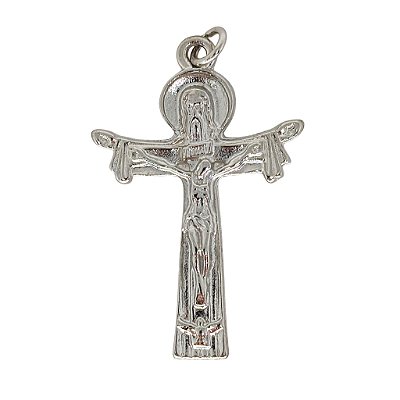 Pingente Crucifixo da Santíssima Trindade Banho Níquel - altura 4 cm - A Dúzia - Cód.: 8844