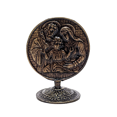 Placa de Mesa em Metal Sagrada Familia com Oração - O Pacote com 3 Peças - Cód.: 9224