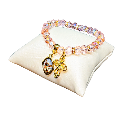 Pulseira Cristal de São Miguel Arcanjo com Folheto de Oração - O Pacote com 3 Peças - Cód.: 9812