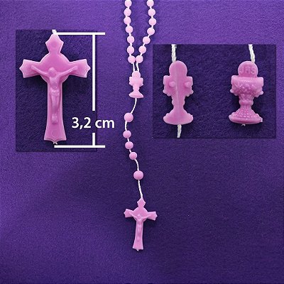 Terço plastico com junção no entremeio - A Dúzia - Cor Rosa - Cód.: 7316