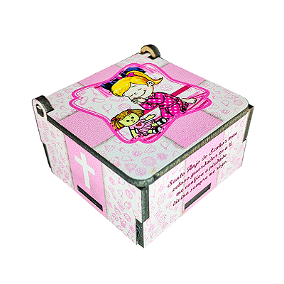 Caixa em MDF Anjo da Guarda Rosa - Com Tampa Solta - O Pacote com 3 Peças - Cód.: 8987