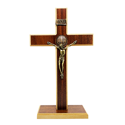 Cruz de Mesa ou Parede de São Bento em Madeira - 31,5 cm - O Pacote com 3 Peças - Cód.: 8588