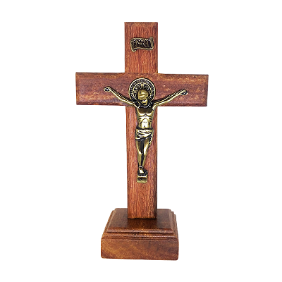 Cruz de Parede ou Mesa São Bento em Madeira - 15 cm - O Pacote com 3 Peças - Cód.: 9151