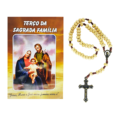 Terço com Folheto de Oração Da Sagrada Familia - Pacote com 6 peças - 9824