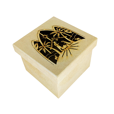 Caixa com desenho do Presépio Vazado - em MDF - 10x8 cm - O Pacote com 3 Peças - Cód.: 9739