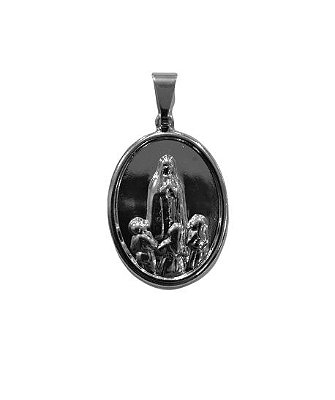 Medalha Oval em Inox de Nossa Senhora de Fátima com os Pastores - O pacote com 6 peças - Cód.: 6131