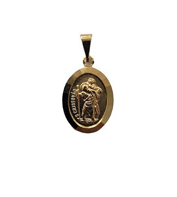 Medalha Oval Dourada de São Cristóvão - O pacote com 3 peças - Cód.: 464