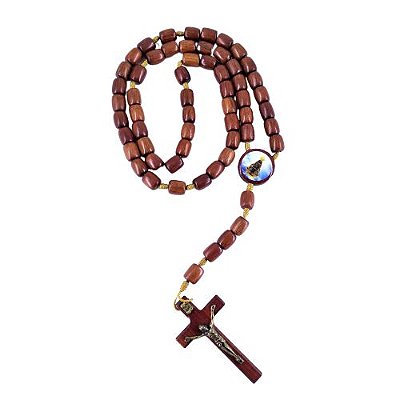 Terço com Entremeio Resinado de Nossa Senhora Aparecida e Sagrado Coração de Jesus - Pacote com 3 Peças - Cód. 2707