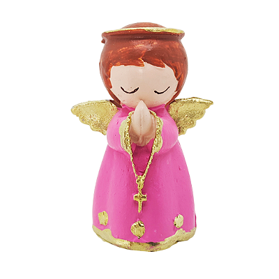 Anjo da Guarda Infantil em Resina - Rosa - O Pacote com 3 Peças - Cód.: 5502