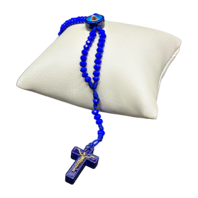 pulseira terço em acrílico - Azul - Nossa Senhora Aparecida - O Pacote com 6 peças - Có.: 8974