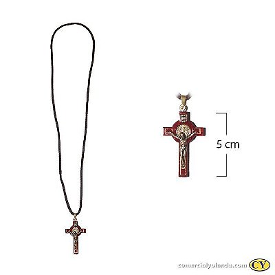 Crucifixo São Bento ( Pequeno com cordão ) - A DÚZIA - Cód.: 3584