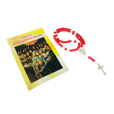 Terço Coroa do Espirito Santo com folheto de oração - Pacote com 6 peças - Cód.: 1854