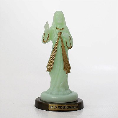 Imagem Jesus Misericordioso Fosforescente - Base Cor "Ouro Velho" - Pacote com 3 peças - Ref.: IB.02.050.111.104