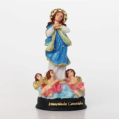 Imagem de Nossa Senhora da Imaculada Conceição em Resina - Tamanho P - Pacote com 3 Peças - Cód.: 8564