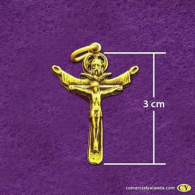 Crucifixo da Santíssima Trindade em metal dourado - A Dúzia - Cód.: 4463