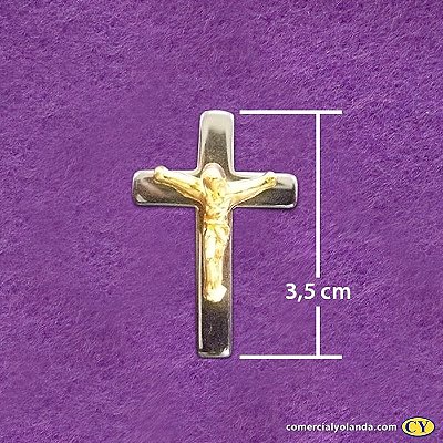 Cruz em hematita com jesus em metal cor dourado - A Dúzia - Cód.: 514