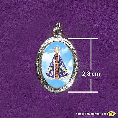 Medalha oval com foto de Nossa Senhora Aparecida resinada - A Dúzia - Cód.: 6541