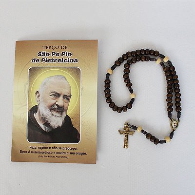 Terço de Padre Pio com Folheto de Oração - O Pacote com 6 Peças - Cód.: 8608