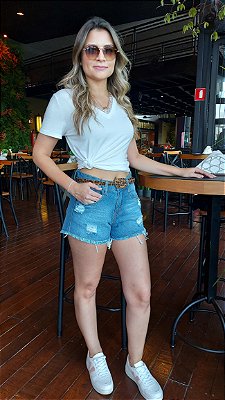 Short Boyfriend Jeans Barra Defiada