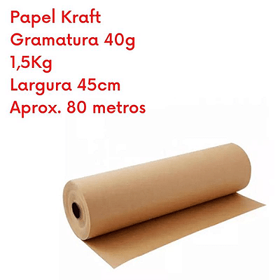 Papel Eco Kraft 45cm 40g (rolo 45cm x 1,50kg) - PAPERCAR