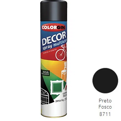 Tinta Spray Colorgin Decor Preto Fosco - SHERWIN WILLIANS