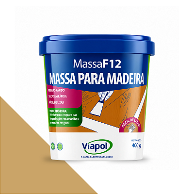 Massa F12 Calafetar Madeira Correção Reparo Viapol 400g Cerejeira