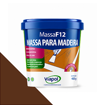 Massa F12 Calafetar Madeira Correção Reparo Viapol 400g Mogno