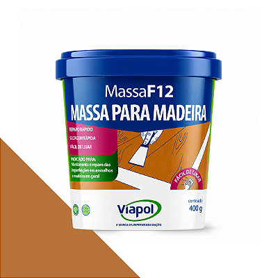 Massa F12 Calafetar Madeira Correção Reparo Viapol 400g Castanho