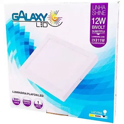 Plafon de Embutir Quadrado 12W x 6500K - GALAXY