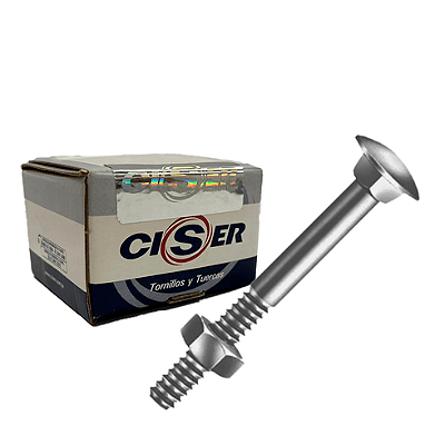 Parafuso Francês 3/8 X 6 Zincado Branco com Porca (caixa com 50) - CISER